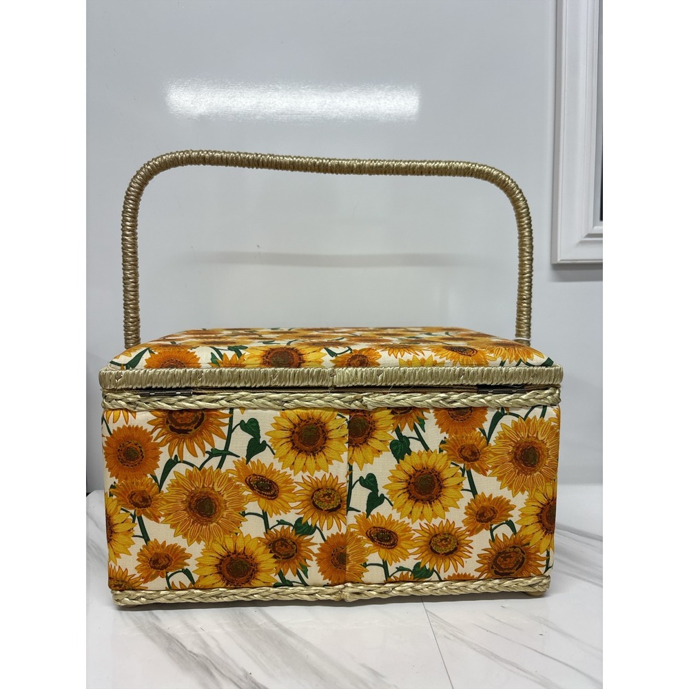 Singer Large Sew 'n Stow Sunflower Print Sewing Basket Box NWT 11" x 6.5" x 8" - Picture 3 of 15